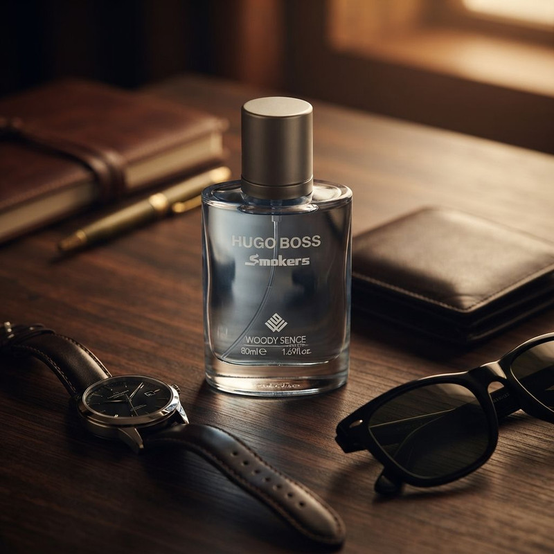 عطر جیبی مردانه وودی سنس مدل Hugo Boss Smokers با رایحه خنک و گیاهی حجم 30 میلیلیتر