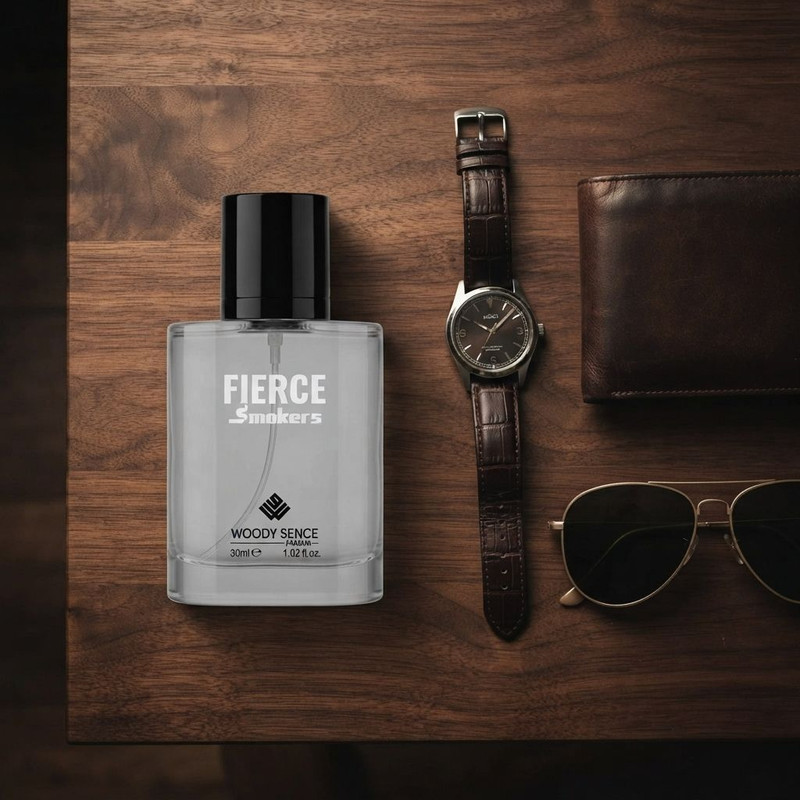 عطر جیبی مردانه وودی سنس مدل Fierce Smokers با رایحه تلخ و شرقی حجم 30 میلیلیتر