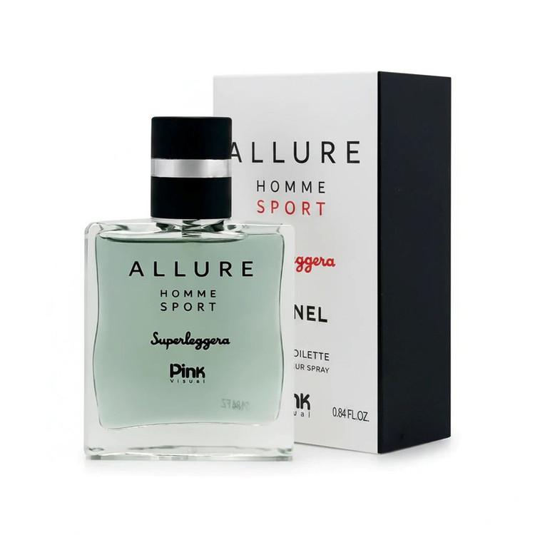 عطر جیبی مردانه پینک ویژوآل مدل Chanel Allure Homme Sport Superleggera با رایحه چوبی حجم 25 میلیلیتر