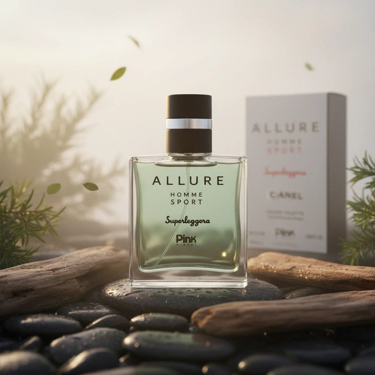 عطر جیبی مردانه پینک ویژوآل مدل Chanel Allure Homme Sport Superleggera با رایحه چوبی حجم 25 میلیلیتر