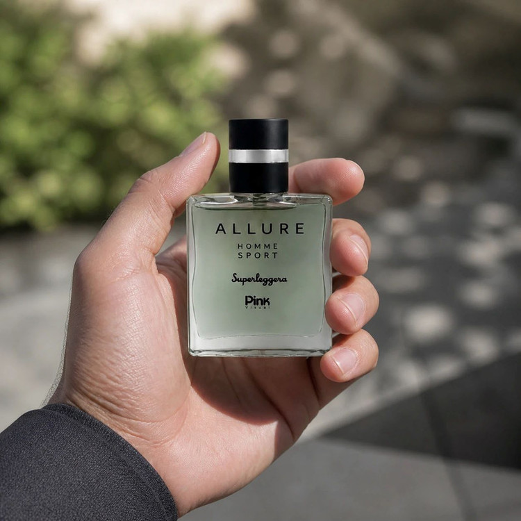 عطر جیبی مردانه پینک ویژوآل مدل Chanel Allure Homme Sport Superleggera با رایحه چوبی حجم 25 میلیلیتر
