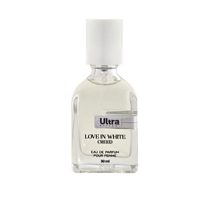 عطر جیبی زنانه اولترا ویرچوآل مدل Love in white creed با رایحه گلی، شیرین، طبیعت، شرقی حجم 30 میلیلیتر
