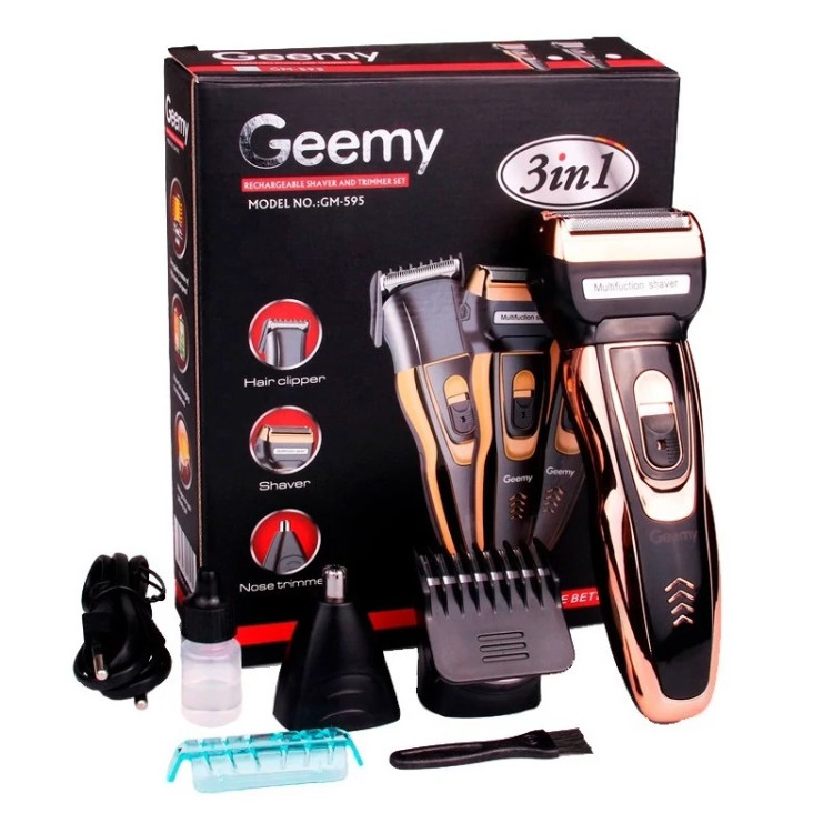 ماشین اصلاح موی صورت 3کاره جیمی مدل GM-595 موزن گوش وبینی اصلاح صورت شارژ مدل 1