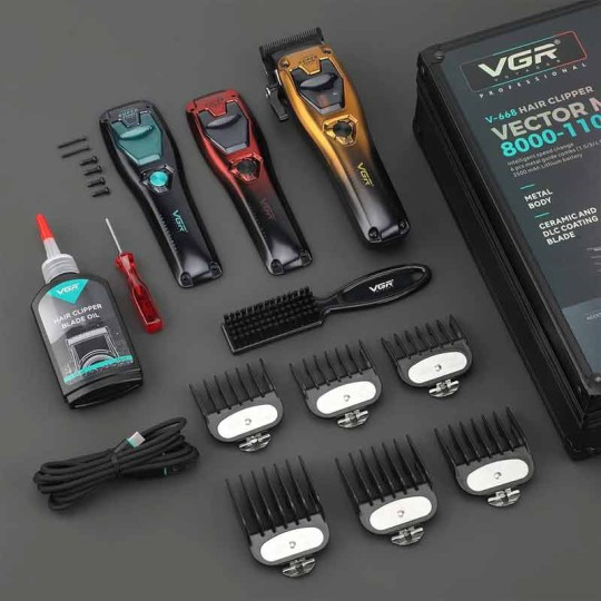 ماشین اصلاح وی جی آر مدل V-668 با تیغه سرامیک و 18 ماه گارانتی
