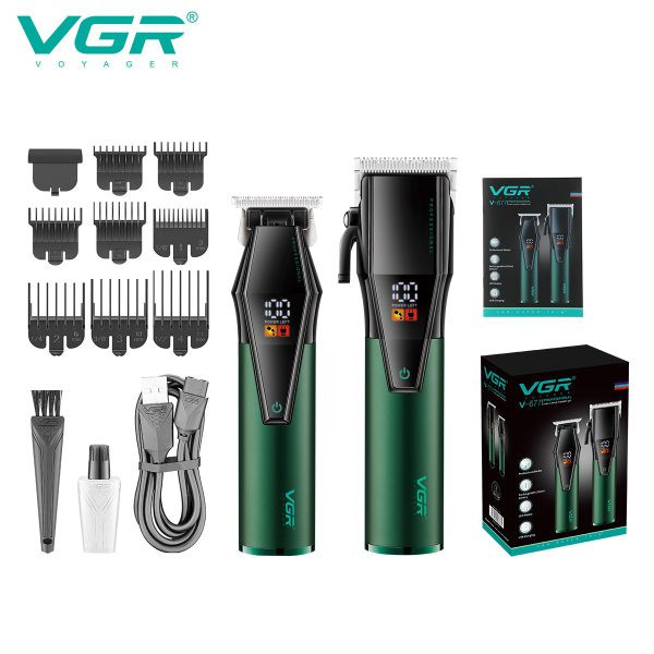 ست ماشین اصلاح خط زن و حجم زن vgr v 677 خوش دست ارایش گاهی دیجیتال وی جی ار 7000 دور