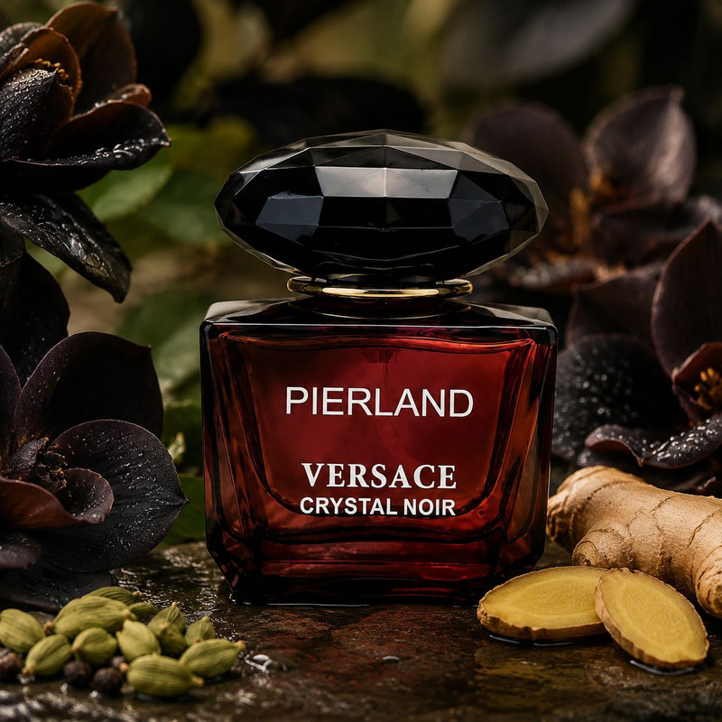 عطر جیبی زنانه پیرلند مدل Versece Crystal Noir با رایحه تلخ و چوبی حجم 30 میلیلیتر