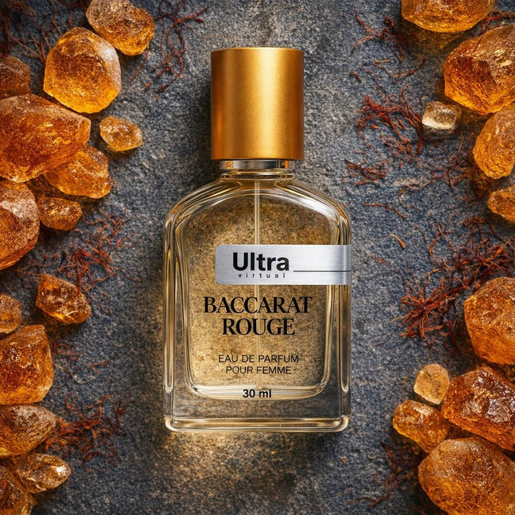 عطر جیبی زنانه اولترا ویرچوآل مدل Baccarat Rouge با رایحه شیرین و چوبی حجم 30 میلیلیتر