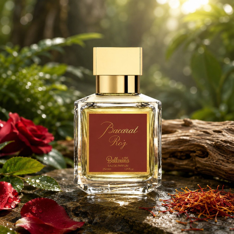 عطر جیبی بالرینا مدل Bacarat Roj با رایحه تند حجم 25 میلیلیتر