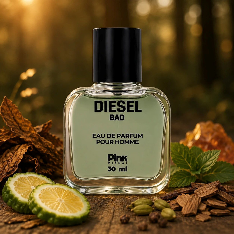 عطر جیبی مردانه پینک ویژوآل مدل Bad Diesel با رایحه تلخ و چوبی حجم 30 میلیلیتر