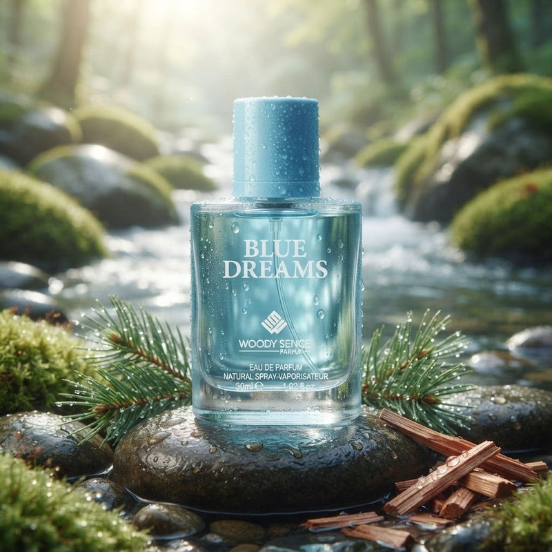 عطر جیبی مردانه وودی سنس مدل Blue Dreams با رایحه خنک و طبیعت حجم 30 میلیلیتر