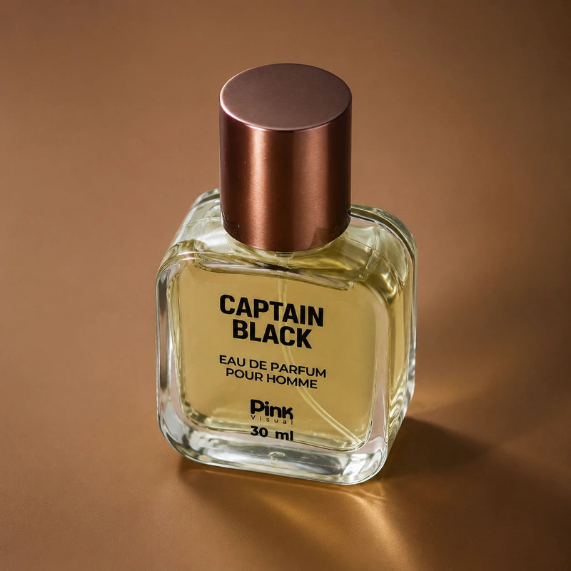 عطر جیبی مردانه پینک ویژوآل مدل Captain Black با رایحه گرم و چوبی حجم 30 میلیلیتر