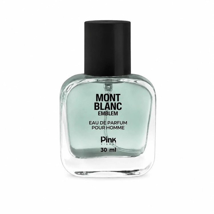 عطر جیبی مردانه پینک ویژوآل مدل Mont Blanc Emblem با رایحه گرم و چوبی حجم 30 میلیلیتر