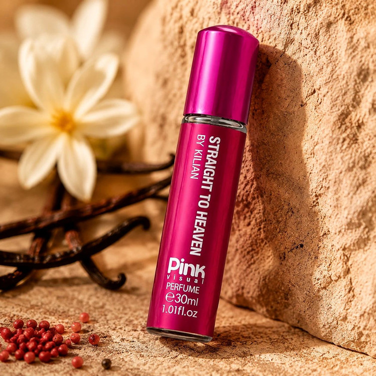 عطر جیبی مردانه پینک ویژوآل مدل Straight to Heaven By Kilian با رایحه شیرین و چوبی حجم 30 میلیلیتر