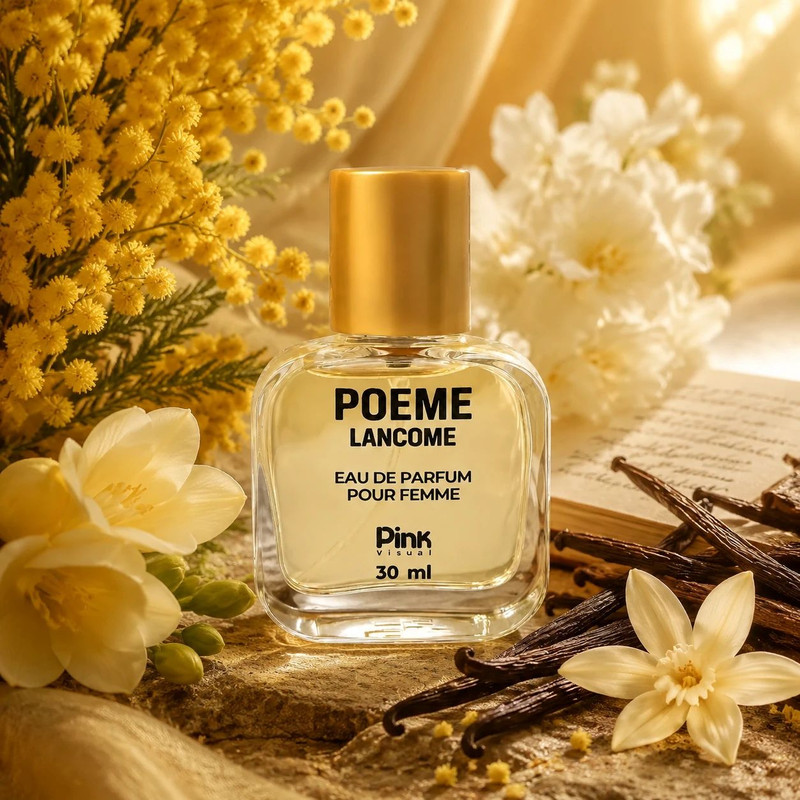 عطر جیبی زنانه پینک ویژوآل مدل Lancome Poeme با رایحه شیرین و گلی حجم 30 میلیلیتر