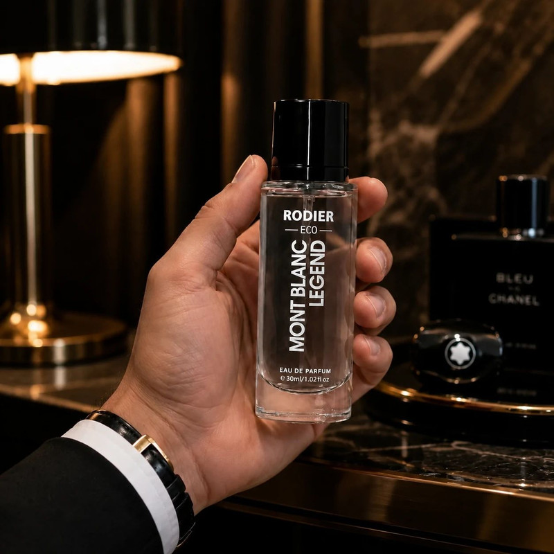 عطر جیبی مردانه رودیر مدل Mont Blanc Legend با رایحه خنک حجم 30 میلیلیتر