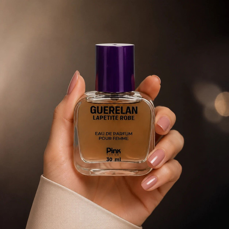 عطر جیبی زنانه پینک ویژوآل مدل Guerelan La Petite Robe با رایحه گرم و مرکباتی حجم 30 میلیلیتر
