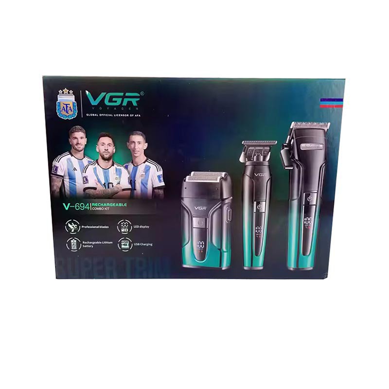 ست ماشین اصلاح سر و صورت سه قلو وی جی آر مدل V-694