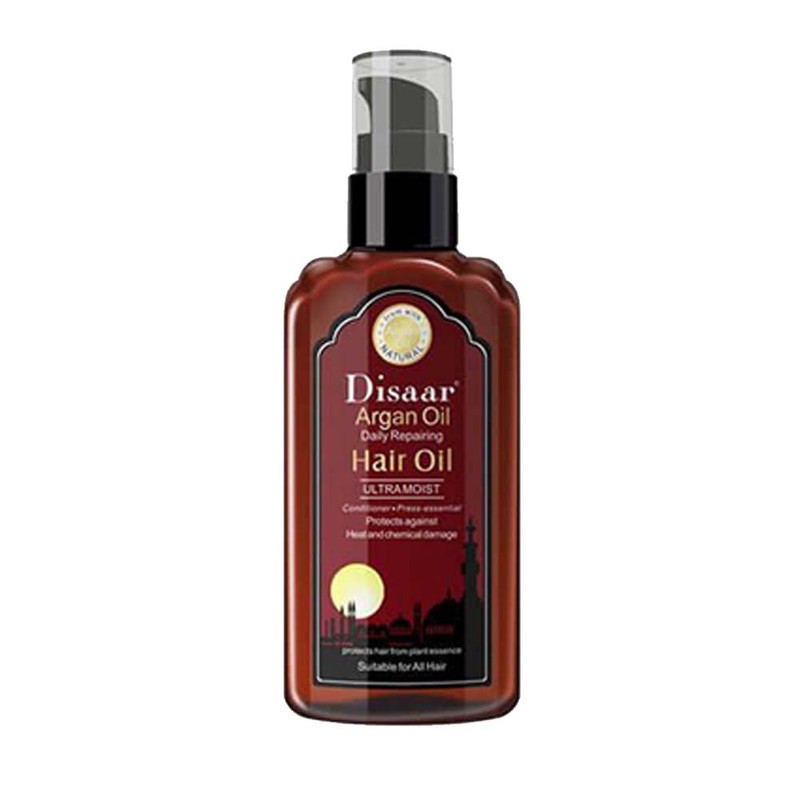 روغن آرگان دیسار Disaar حجم 120 ml افزایش رشد مو نرم کننده قوی مو تقویت ریشه مو ضد ریزش مو