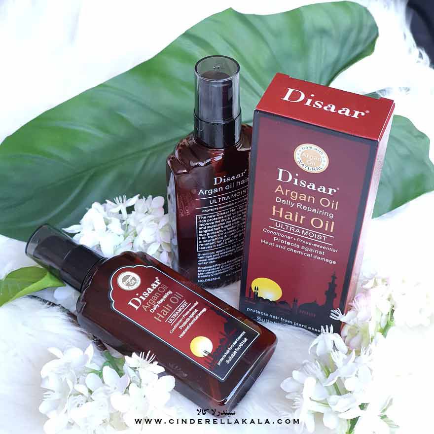 روغن آرگان دیسار Disaar حجم 120 ml افزایش رشد مو نرم کننده قوی مو تقویت ریشه مو ضد ریزش مو