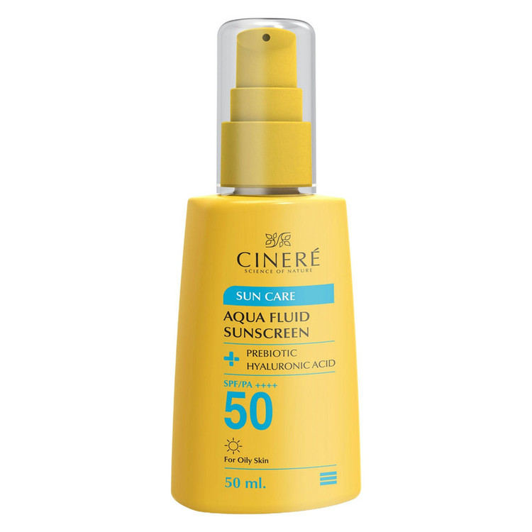 فلوئید ضد آفتاب بیرنگ سینره، 50 SPF، مدل PREBIOTIC، مناسب پوستهای چرب با حجم 50 میلیلیتر، فاقد پارابن، محافظتکننده در برابر اشعههای UVA و PA ،UVB++++، دارای فرمولاسیون فاقد چربی و هیالورونیک اسید، با ماندگاری 2 ساعته