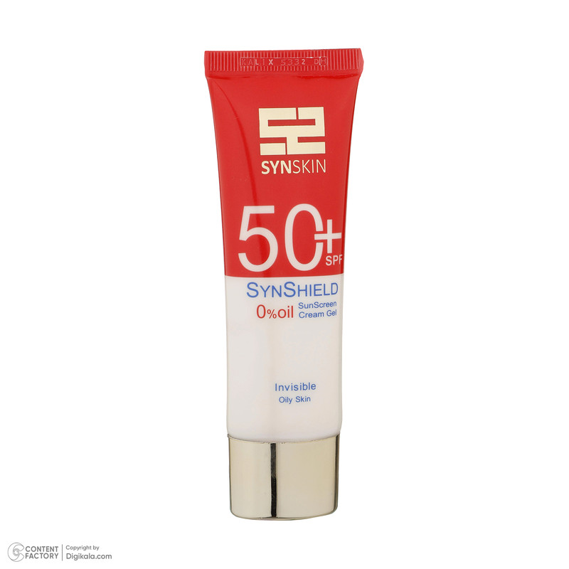 ژل کرم ضدآفتاب ساین اسکین بدون رنگ SPF50 مدل SynShield، مناسب پوستهای چرب، حجم 50 میلیلیتر