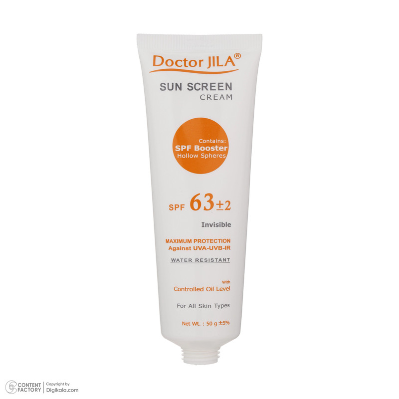 کرم ضد آفتاب بدون رنگ دکتر ژیلا SPF 63 مدل Maximum Protection مناسب انواع پوست وزن 50 گرم