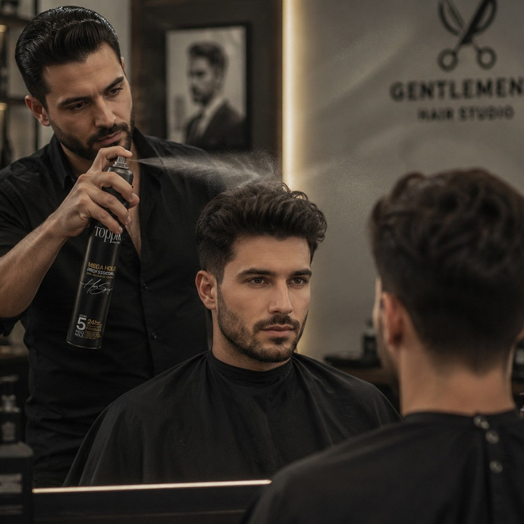 اسپری حالتدهنده مو با قدرت حفظ حالت مو پنج تاپیک هیر فیلر مدل Mega hold مناسب برای انواع مو حجم 400 میلیلیتر