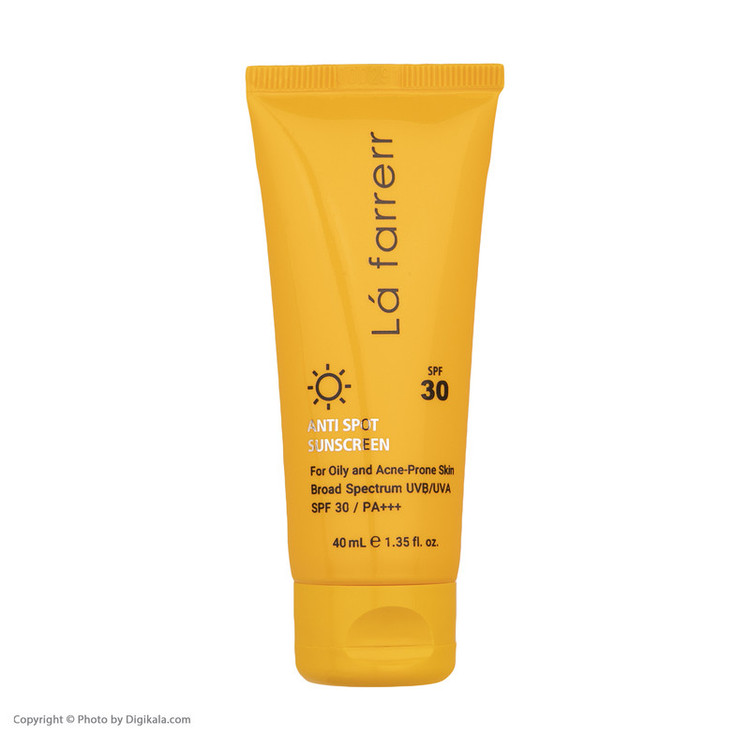 کرم ضدآفتاب و ضدلک بیرنگ لافارر مدل SPF30، مناسب پوستهای چرب، حجم 40 میلیلیتر
