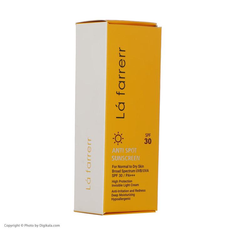 کرم ضدآفتاب و ضدلک بیرنگ لافارر مدل SPF30، مناسب پوستهای خشک و معمولی، حجم 40 میلیلیتر