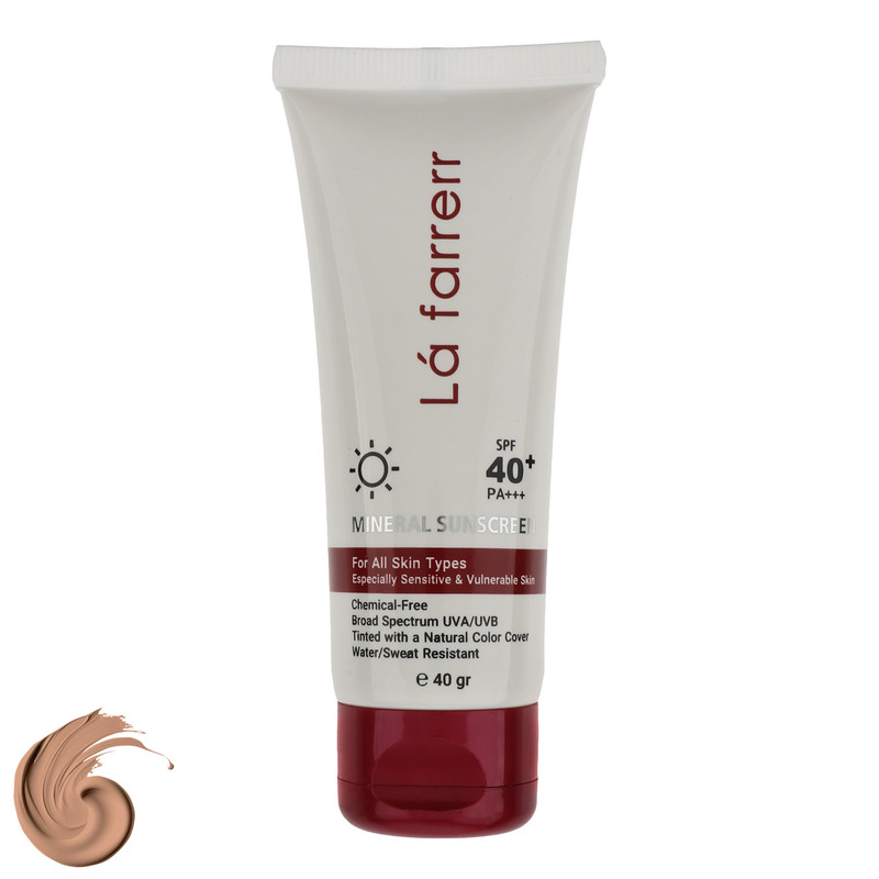 کرم ضد آفتاب رنگی لافارر SPF 40 مدل مینرال حاوی محافظ UVA و UVB و PA+++ مناسب انواع پوست حجم 40 میلیلیتر