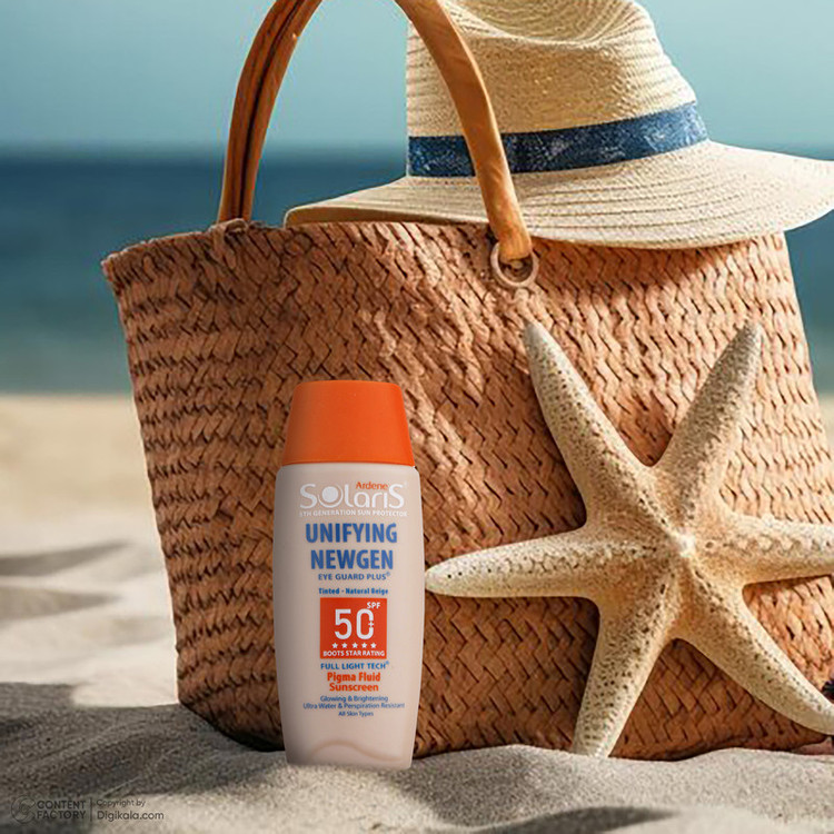 فلوئید ضدآفتاب رنگی آردن سولاریس +SPF50 مدل Unifying Newgen مناسب انواع پوست، حجم 75 میلیلیتر