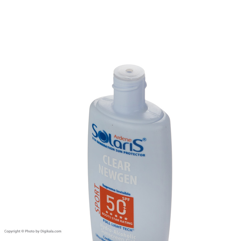 ژل ضدآفتاب بیرنگ آردن سولاریس SPF50 مدل Clear Newgen، مناسب پوستهای چرب، حجم 100 میلیلیتر