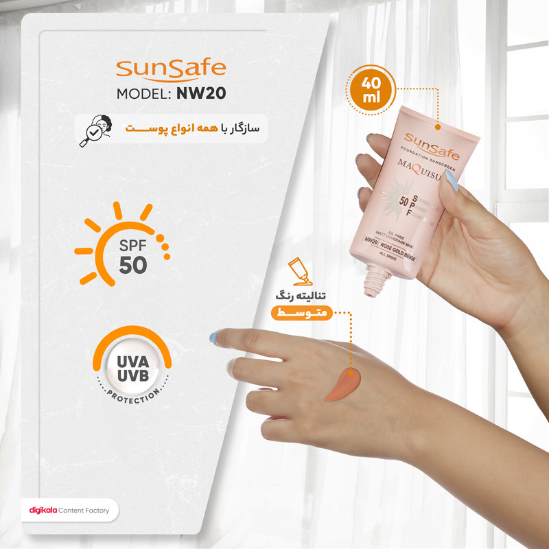 کرم ضدآفتاب سانسیف مدل NW20، حجم 40 میلیلیتر