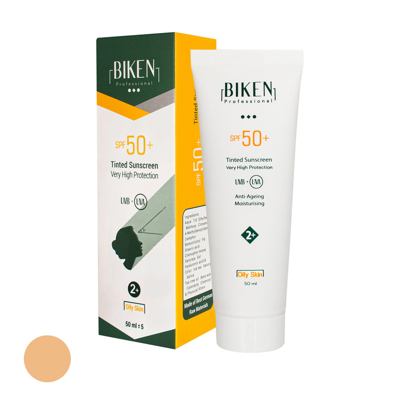 کرم ضد آفتاب رنگی بیکن SPF 50 مدل +2 مناسب پوست های چرب حجم 50 میلیلیتر