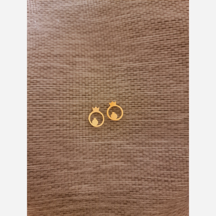 گوشواره طلا 18 عیار طرح انار دوتایی