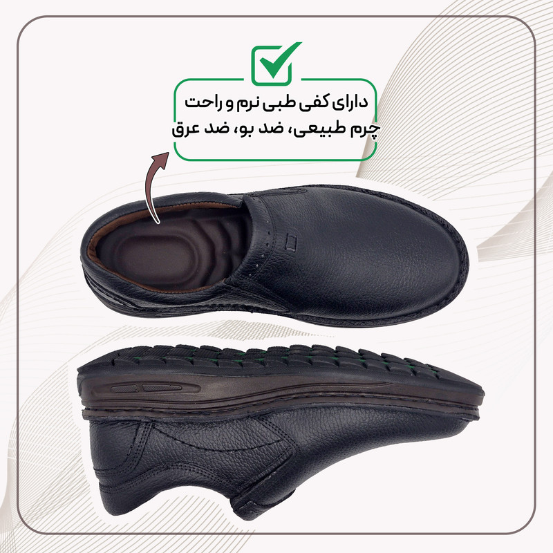 کفش روزمره مردانه مدل چرم طبیعی کد EASE - BLK