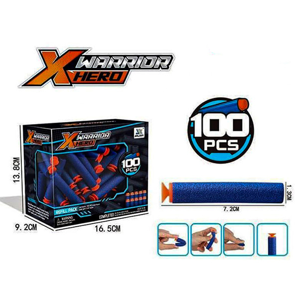 تیر فومی تفنگ مدل یدک xhero مجموعه 100 عددی