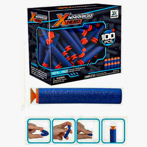 تیر فومی تفنگ مدل یدک xhero مجموعه 100 عددی