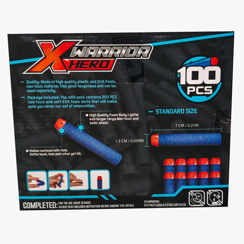 تیر فومی تفنگ مدل یدک xhero مجموعه 100 عددی