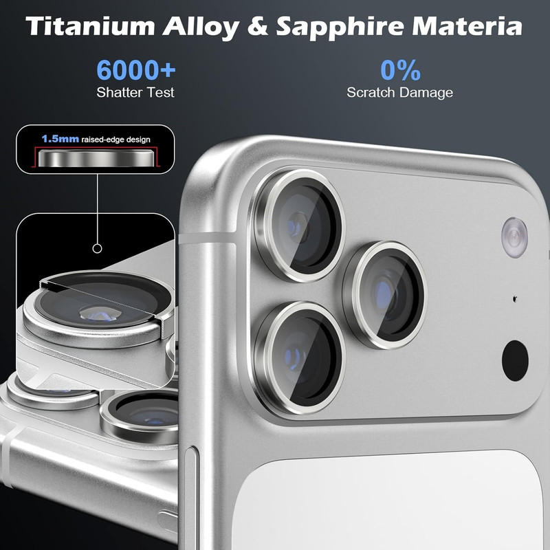 محافظ لنز دوربین شیشهای کوزوم مدل PVD مناسب برای گوشی موبایل اپل iPhone 17 Pro Max