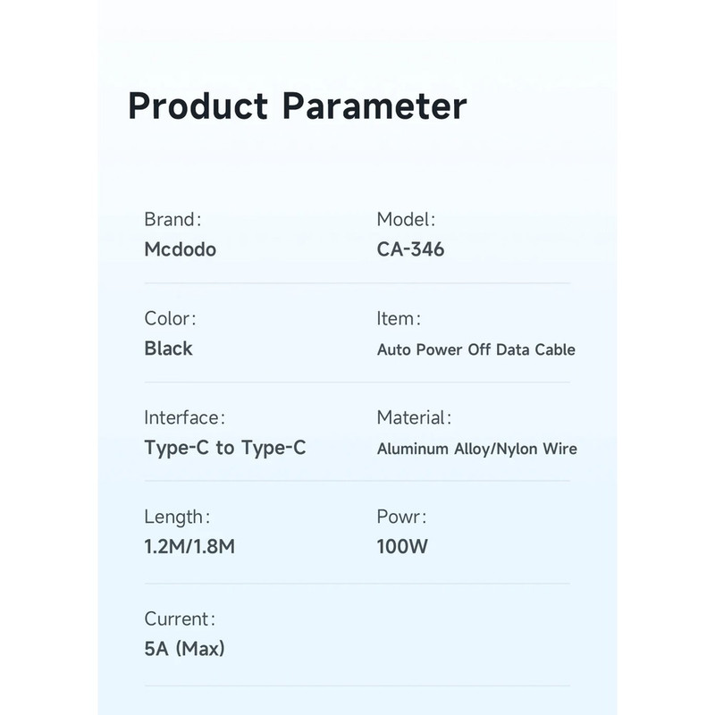 کابل USB-C مک دودو مدل CA-346 طول 1.8 متر