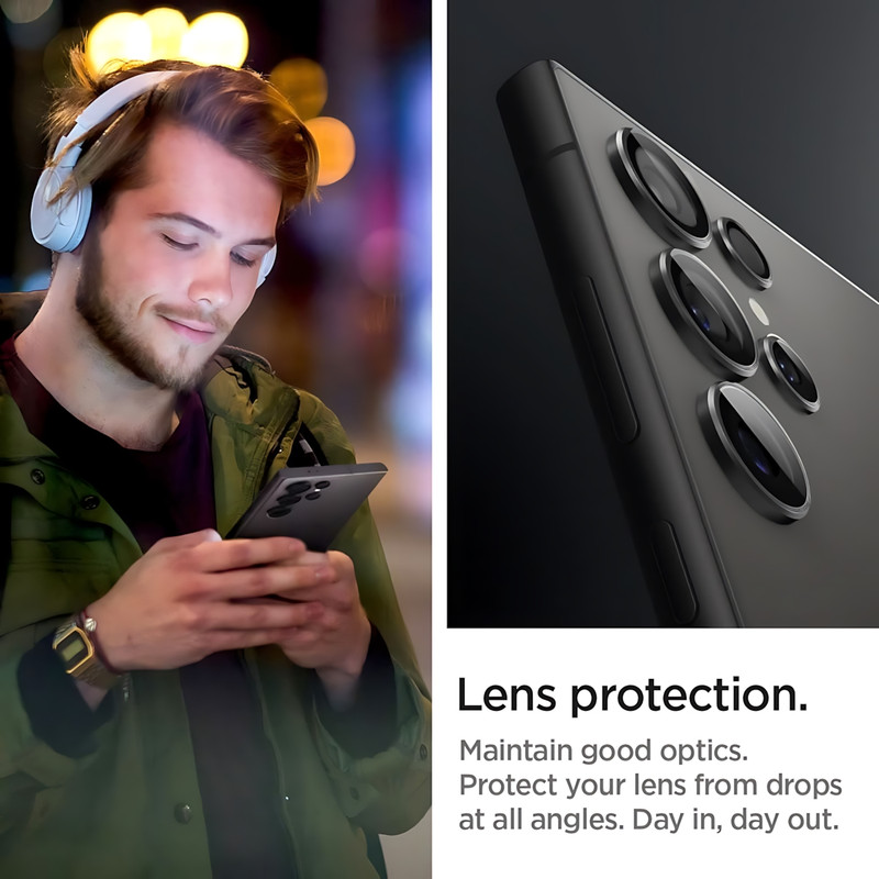 محافظ لنز دوربین شیشهای اسپیگن مدل Optik Pro مناسب برای گوشی موبایل سامسونگ Galaxy S24 Ultra