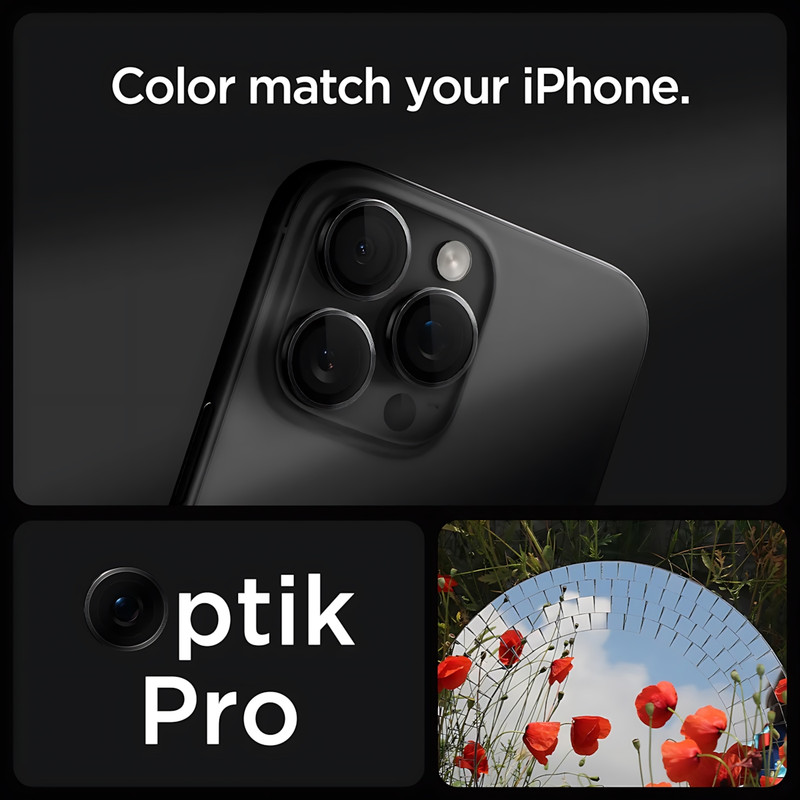 محافظ لنز دوربین شیشهای اسپیگن مدل Optik Pro مناسب برای گوشی موبایل اپل iPhone 16 Pro Max
