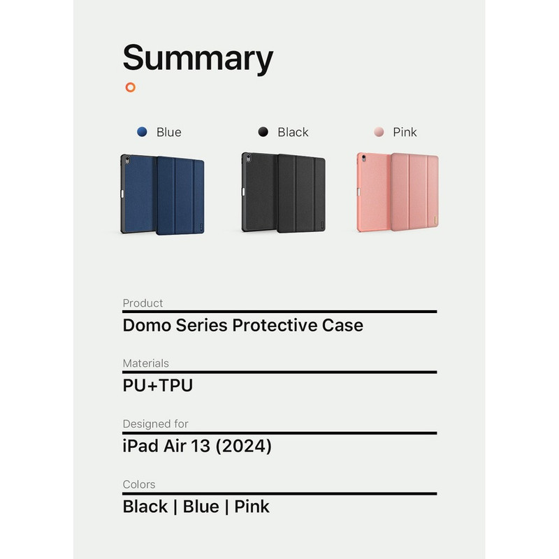 کیف کلاسوری دوکس دوکیس مدل Domo Flip مناسب برای تبلت اپل iPad Air 13 (2024)