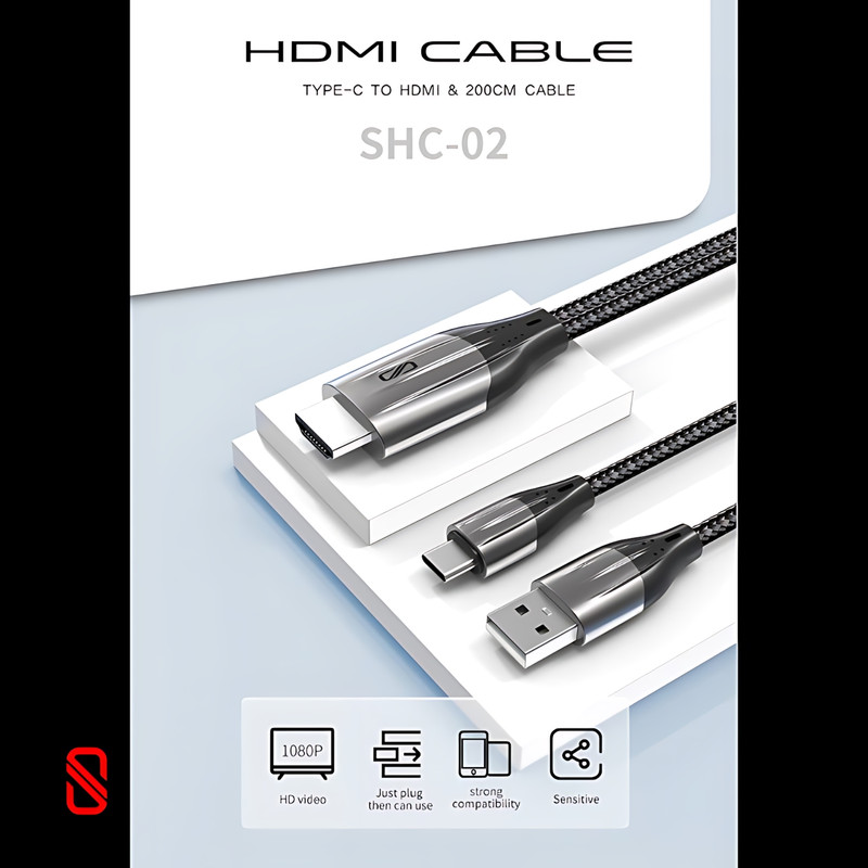 کابل تبدیل USB-C به HDMI اسلیکتو مدل SHC-02 طول 2 متر