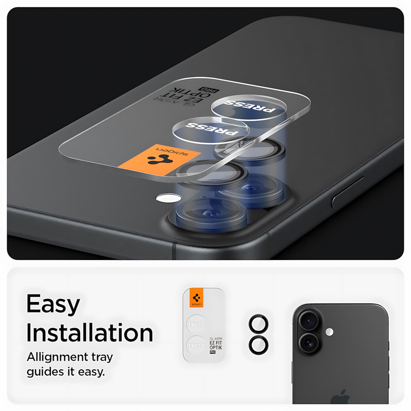 محافظ لنز دوربین شیشهای اسپیگن مدل Optik Pro مناسب برای گوشی موبایل اپل iPhone 16