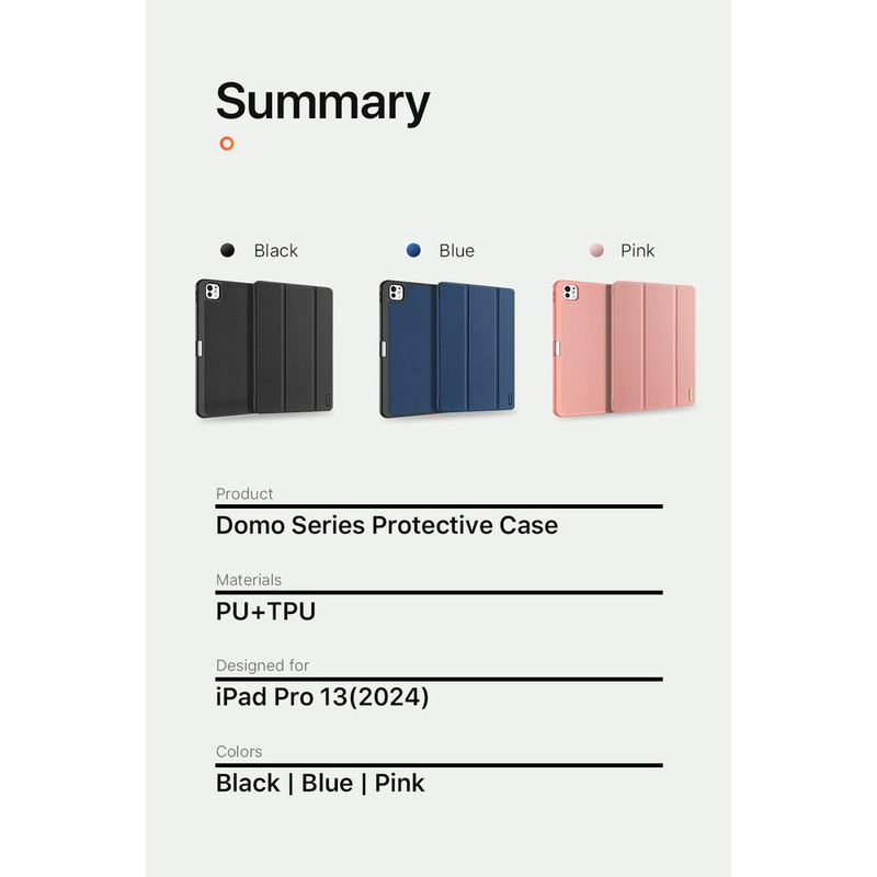 کیف کلاسوری دوکس دوکیس مدل Domo Flip مناسب برای تبلت اپل iPad Pro 13 (2024)