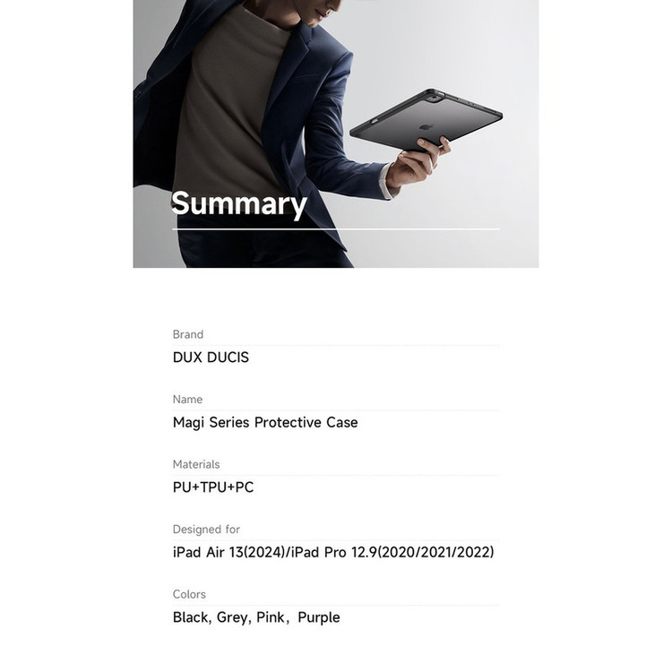 کیف کلاسوری دوکس دوکیس مدل MAGI مناسب برای تبلت اپل iPad Air 13 (2024) / iPad Pro 12.9 (2020/, 2021, 2022)