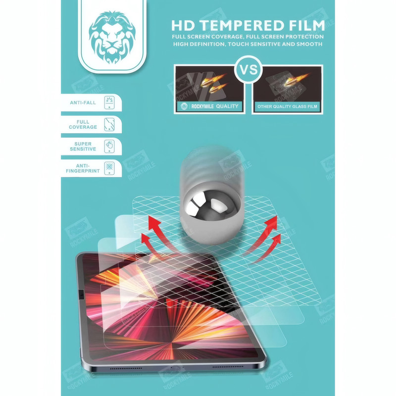محافظ صفحه نمایش شیشه ای راکی مایل مدل TB مناسب برای تبلت اپل iPad 10.9 2022