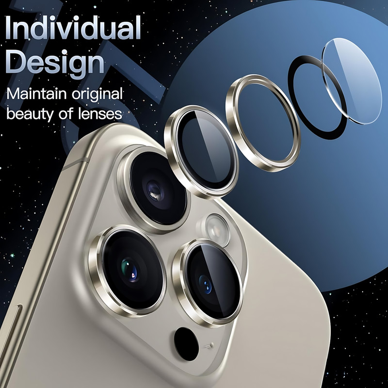محافظ لنز دوربین شیشهای ایکس-لول مدل Spotlight مناسب برای گوشی موبایل اپل iPhone 16 Pro